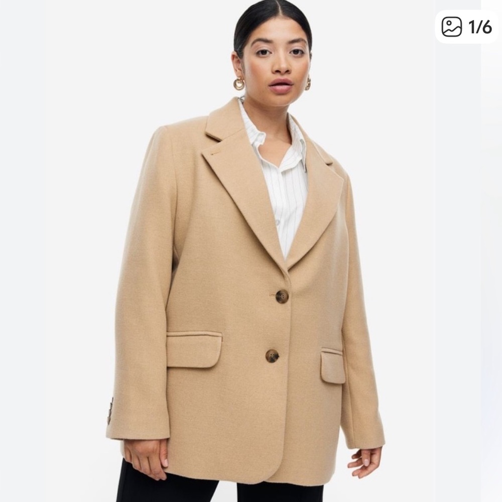 H&M Single-Breasted Jacket tan